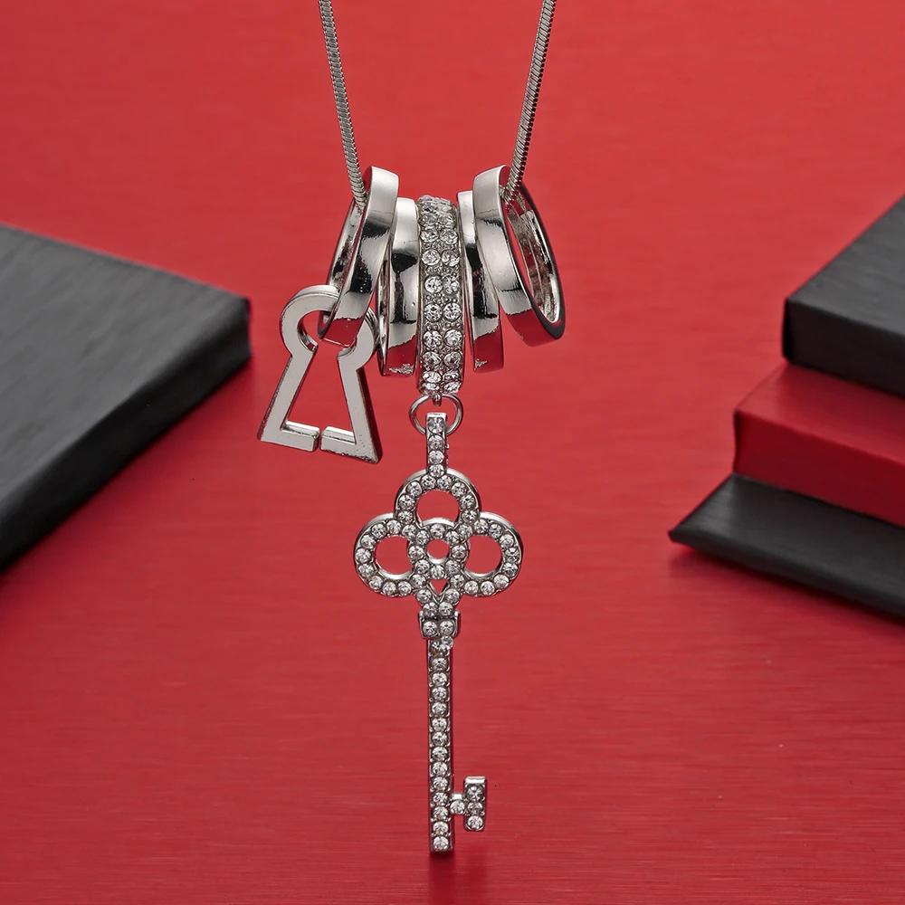 Meyfflin Collier Femme колье для ключей Модное Длинное Ожерелье s& Кулоны для женщин серебряная цепочка бижутерия ошейник украшение