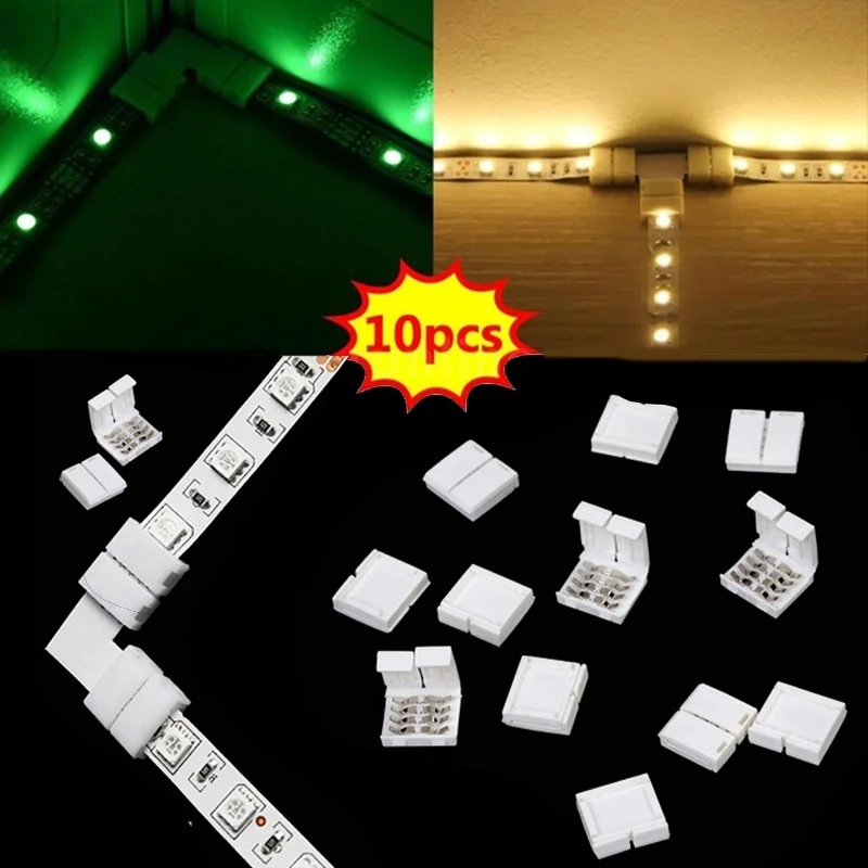 4Pin 10 мм 5050 RGB Разъем для светодиодной ленты свободный разъем для припоя для подключения углового разъема питания светодиодной ленты(10 шт