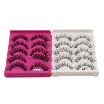 

5Pair/Box Eyelashes 3D Artificial Fiber Long Lasting Lashes Women Volume Eyelashes Extension False Eyelashes