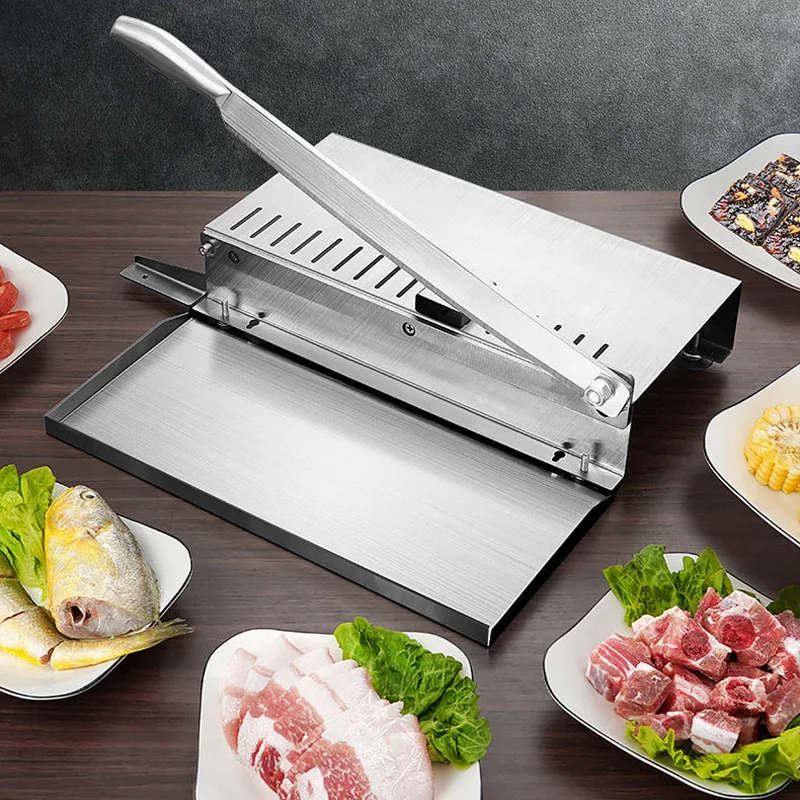 Manual Meat Slicer Meat Chopper Rib Chicken Bone Cutter Stainless Steel