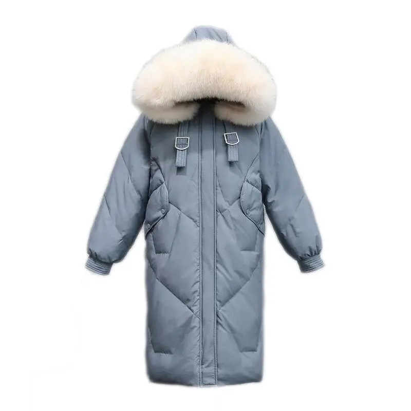 Высококачественная брендовая пуховая куртка с меховым воротником на белом утином пуху, женские парки, пальто, зимняя модная утепленная пуховая куртка с капюшоном для женщин