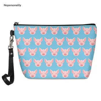 

Nopersonality Kawaii Floral Pig Print Makeup Case Small Leather Travel Wash Toiletry Bags Zipper Women Girls Cosmetic Pouch