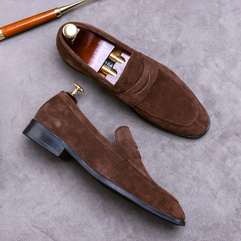 

2020 Spring New Style Business Casual England MEN'S SHOES Suede Shoes Men Genuine Leather Suede Foot Covering Leather Shoes Shoe