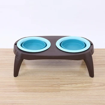 

Botique-Folding Double Dog Bowl with Non-Skid Silicone Mat Pet Feeder Puppy Cat Food Container Bowl Dogs Cat Feeding Bowl