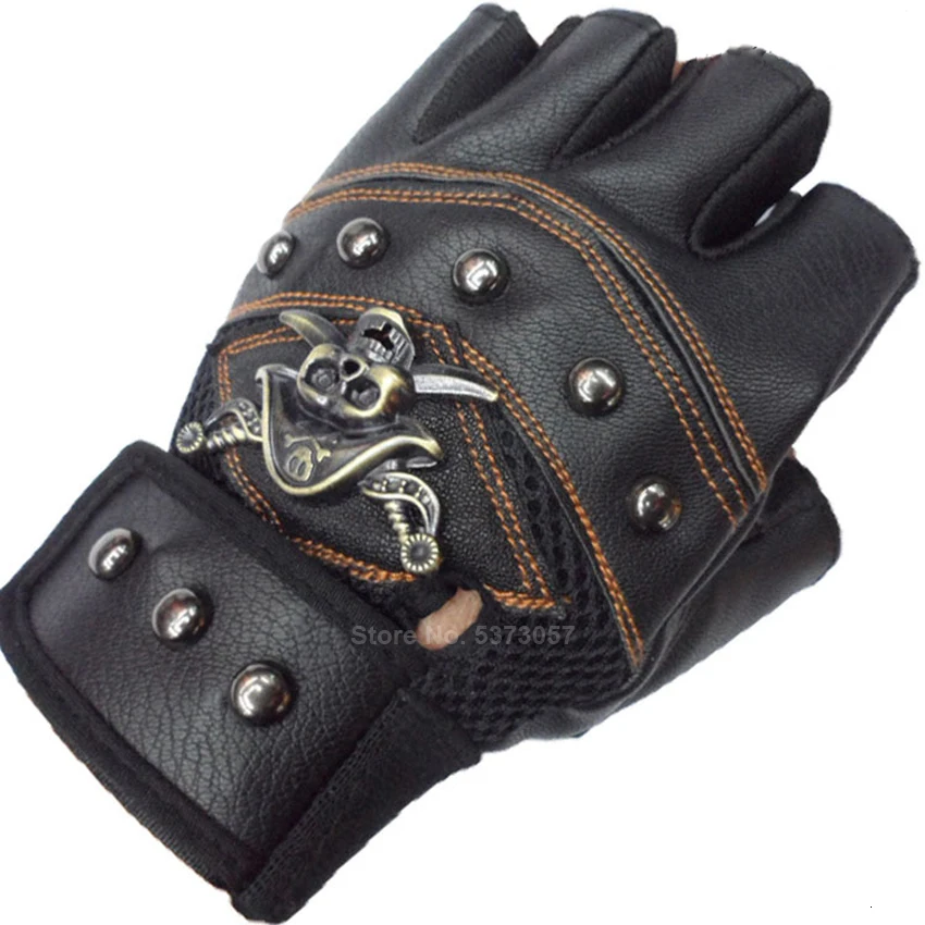 

Steampunk Pirate Gloves PU Leather Gothic Medieval Cosplay Accessories for Man Halloween Middle Ages Unisex Skull Rivet Gloves