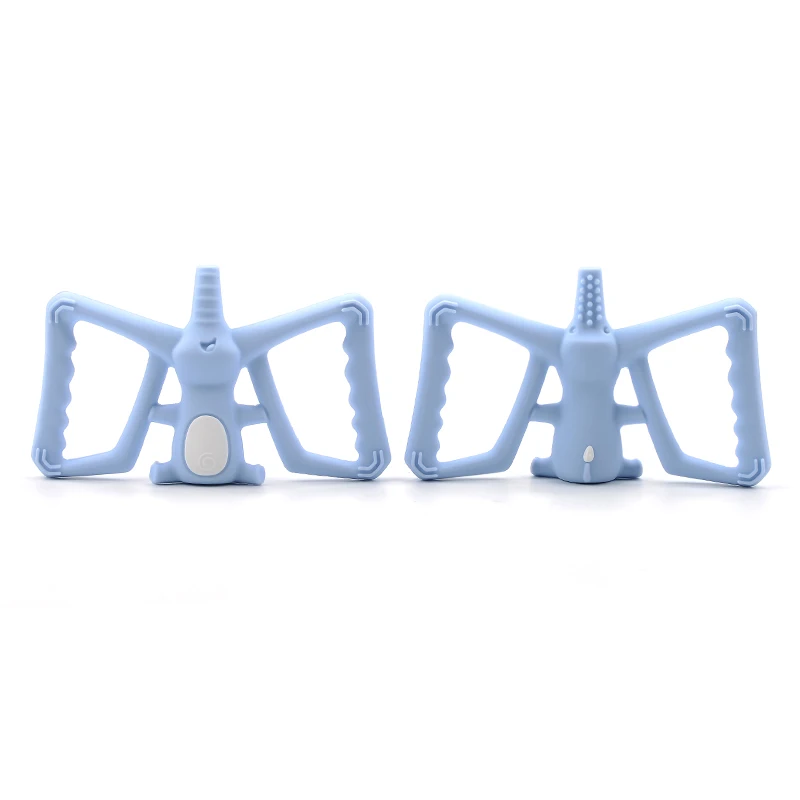 pastel blue LOFCA, 1 шт., силиконовый Прорезыватель для зубов, танцующий слон, детский прорезыватель, Пищевая силиконовая соска, клипса для зубов, игрушка для кормления, ожерелье для кормления - Цвет: pastel blue