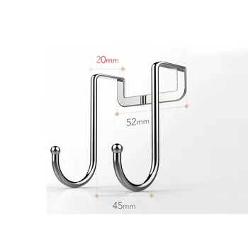 

2 Pcs Hooks Cabinet Stainless Steel Door Double Hanging Multiple Use Hooks for Cabinet Bathroom