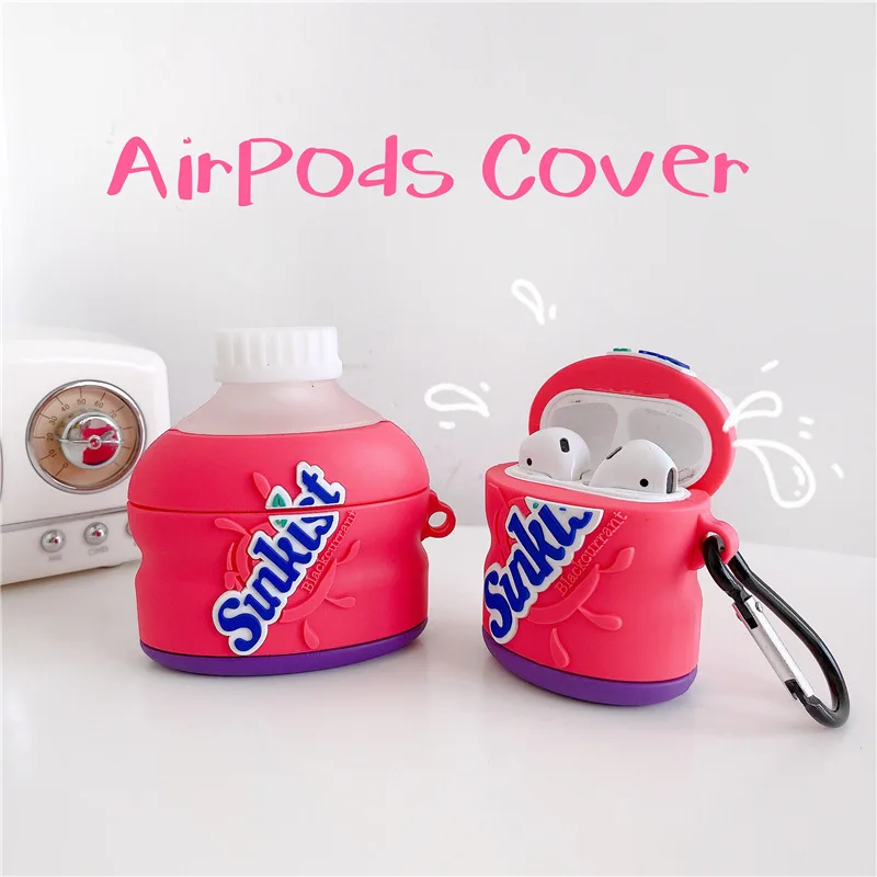 3d Sunkist Grape Juice Drink Silicone Case Keychain For Apple Airpods 1