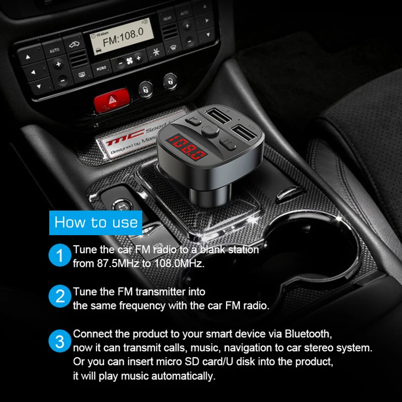 JINSERTA автомобильный fm-передатчик модулятор Bluetooth 5,0 автомобильный комплект Авто Аудио MP3 плеер 2.4A двойной USB зарядное устройство TF U диск музыкальный приемник