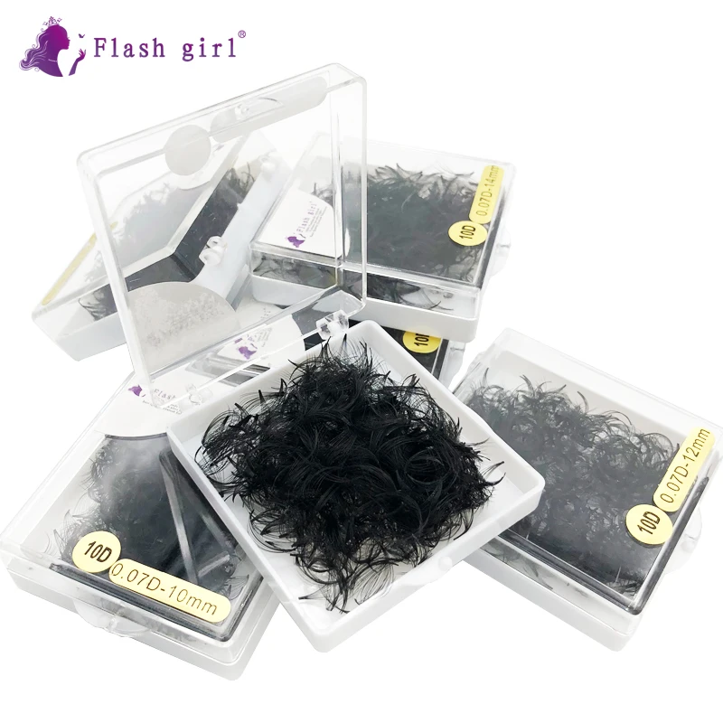 

Flash girl Natural 10D private label short stem lashes premade fans Russia volume lashes 1000 Fans eyelash extensions