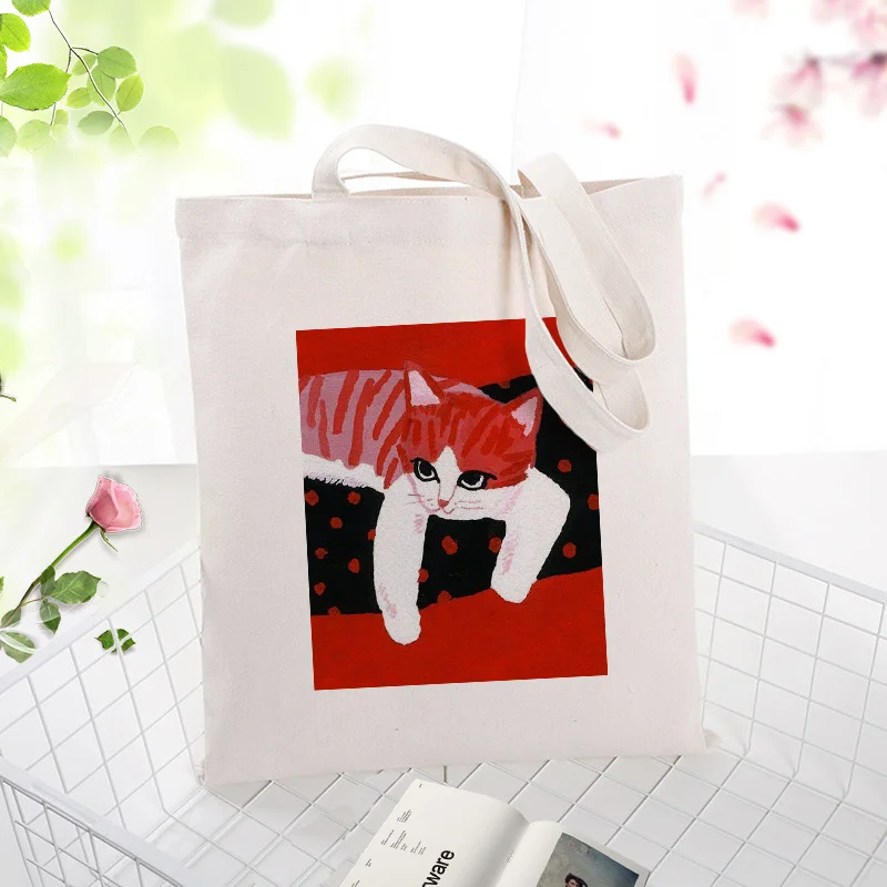 Красная серия сумки вместительная сумка для покупок сумка на заказ Печать текстовый логотип DIY ежедневное использование холст эко