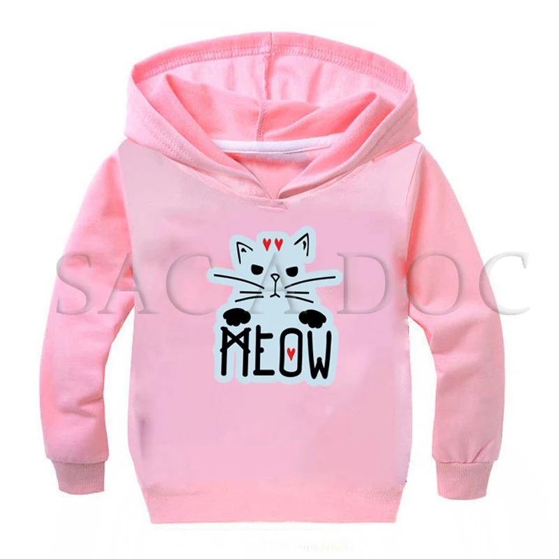 Hoodies 1 Детская одежда для мальчиков; толстовки с капюшоном для девочек с изображением кота; футболки; Детское пальто с длинными рукавами; свитер для маленьких девочек; верхняя одежда - Цвет: Hoodies 1
