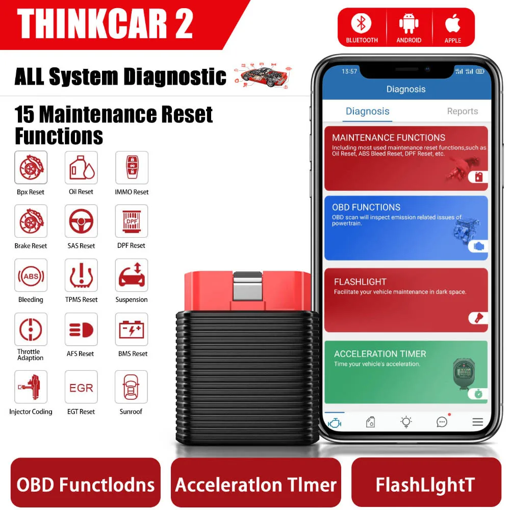 X431 iDiag OBD2 Удлинительный кабель плюс Thinkcar 2 ThinkDriver Bluetooth полная система сканер для iOS