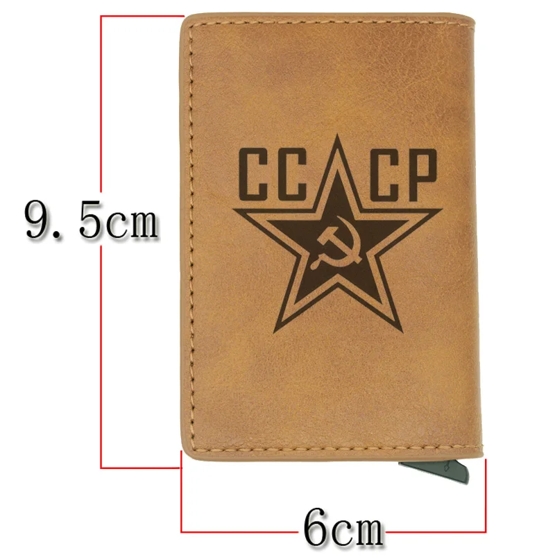 Мода, CCCP, СССР, Rfid держатель для карт, мужские и женские кошельки, коричневый короткий кошелек, кожаный тонкий кошелек, мини кошелек, подарки