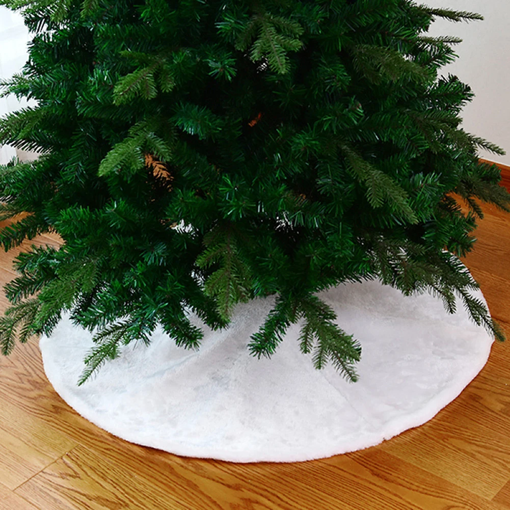 

White Color Christmas Tree Skirts Fur Carpet Merry Christmas Decoration for Home New Year Tree Skirts Carpet