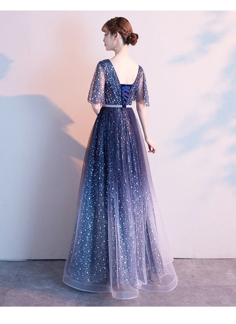 DEERVEADO D255 A Line V Neck Long Prom Dresses Woman Occasion Dress Party Prom Gown Formal Dress Vestido De Festa