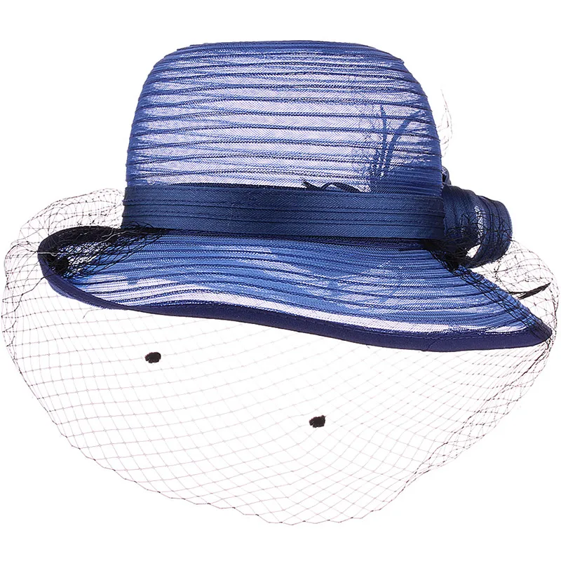 CRUOXIBB Женские Кентукки Дерби платье Bowler церковный колокол шляпа Чай Вечерние Свадебная шляпка элегантная органза свадебные летние шляпы