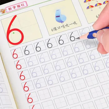 

7 pcesChildren 3D 0-100 Digital Tracing Book Kindergarten Beginners Chinese Character Pen Order Practice Copybook Pinyin Writing