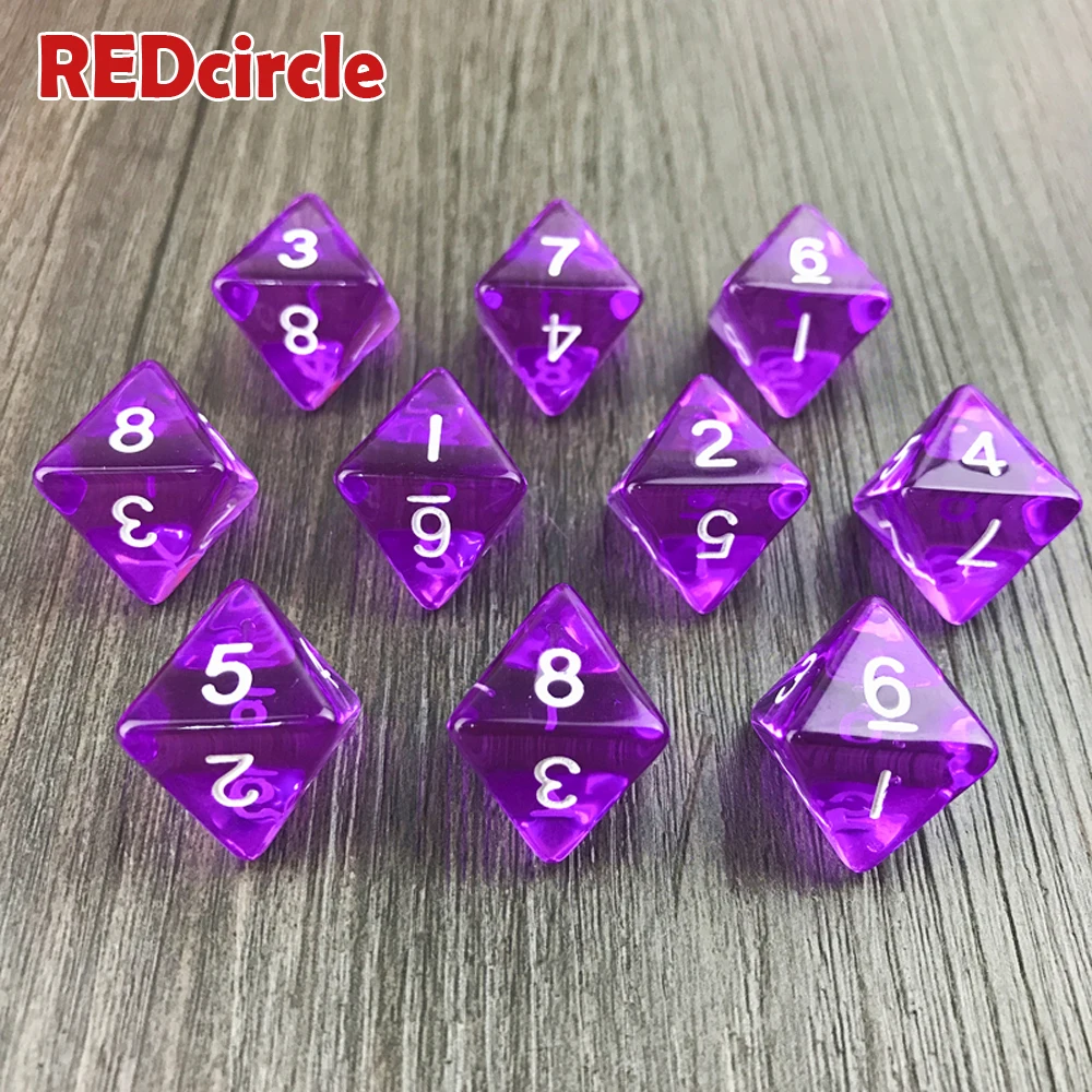 Dnd многогранный прозрачный/прозрачный цифровой D8 игральные кости 10 шт./компл. для