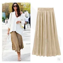 Блестящая блестящая яркая металлическая Женская плиссированная юбка на весну и осень, модная эластичная Повседневная Уличная юбка с высокой талией, вечерние юбки макси