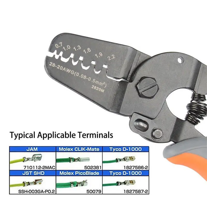 High Carbon Steel Open Barrel Crimping Tools Hand Strippers Works Small Bare Terminal Connectors Wire Pliers For AWG28-20