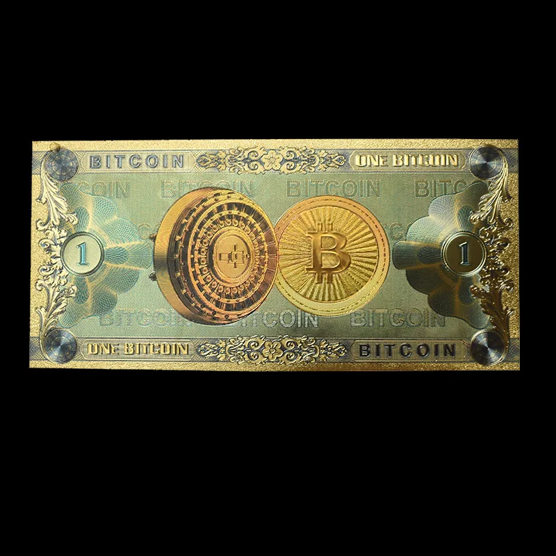 10 шт. поддельные золотые банкноты один Биткоин BTC банкноты Бит монета пластиковые банкнота из золотой фольги коллекция банкноты