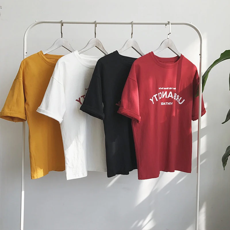 

Women Shirts 2019 Casual Letter Printed T Shirt Harajuku Ulzzang Short Sleeve O-neck Basic T-shirts Womens Clothing TQ0245T