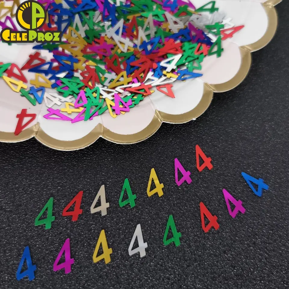 

15g 4 Years Old Birthday Table Confetti Number 4 Confetti Sequins Age 4 Baby Birthday Party Decoration DIY Craft Party Supplies