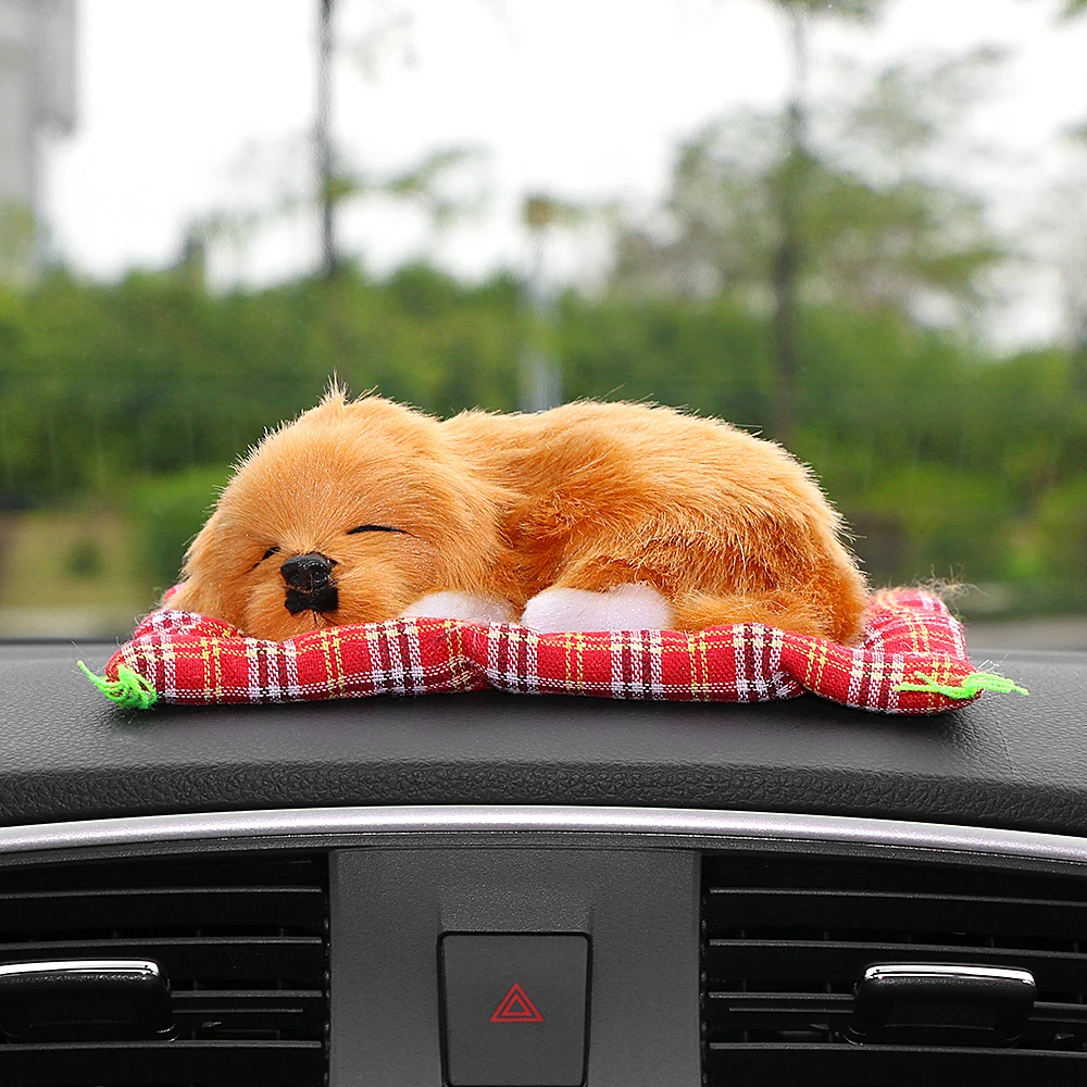  Simulation Sleeping Dog Toy Car Ornament Abs Plush Dogs  Decoration Automotive Dashboard Decor Ornaments Cute Auto Accessories :  Everything Else