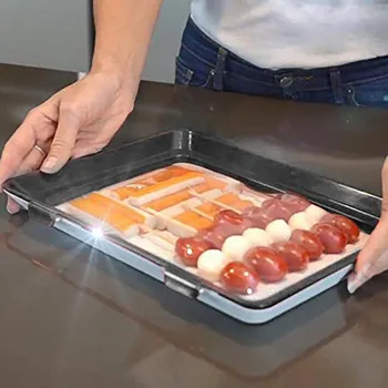 

Food Plastic Preservation Tray Reusable Fresh-Keeping Tray With Elastic Lid Seal Storage Container Kitchen Tools