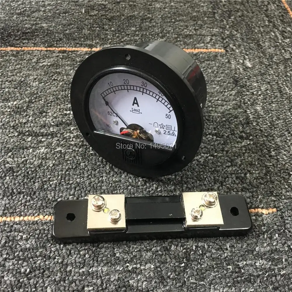 1 шт. 62C2 DC 0-50A круглый аналоговая AMP Панель метр амперметр тока механический