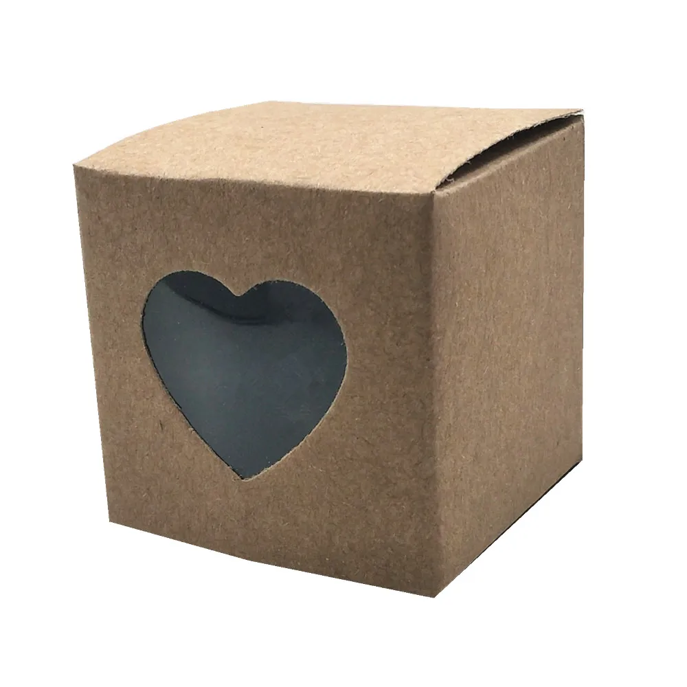 50 шт в наборе, 5x5x5 см складной крафтовый бумажная упаковка коробка с Прозрачное пластиковое окно Конфеты DIY на день рождение, коробка для хранения ювелирных изделий, коробки для подарков для вечеринки