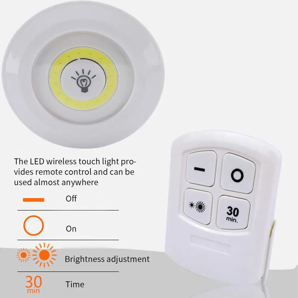 Best COB Remote Control Pat Light Touch Switch Cabinet Light Wireless Night Light Touch Light Corridor Light