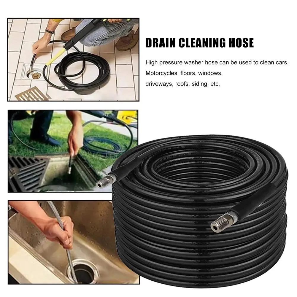 100ft Drain Cleaning Hose Nozzles Kit 1/4 Inch Button Rotating Sewer Jetting Nozzle Orifice 4.0 4.5 5800 PSI for Pressure Washer |