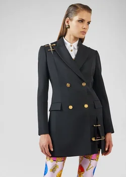 

High Quality Celebrity Black Long Sleeve Fashion Open Fork Dress Evening Party Elegant Dress