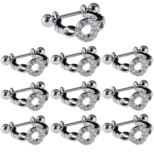 Surgical Steel Barbell CZ Gem Hoop Ear Tragus Cartilage Helix Earrings Ear Studs Ear Cuff Rook Woman Lobe Piercing Jewelry