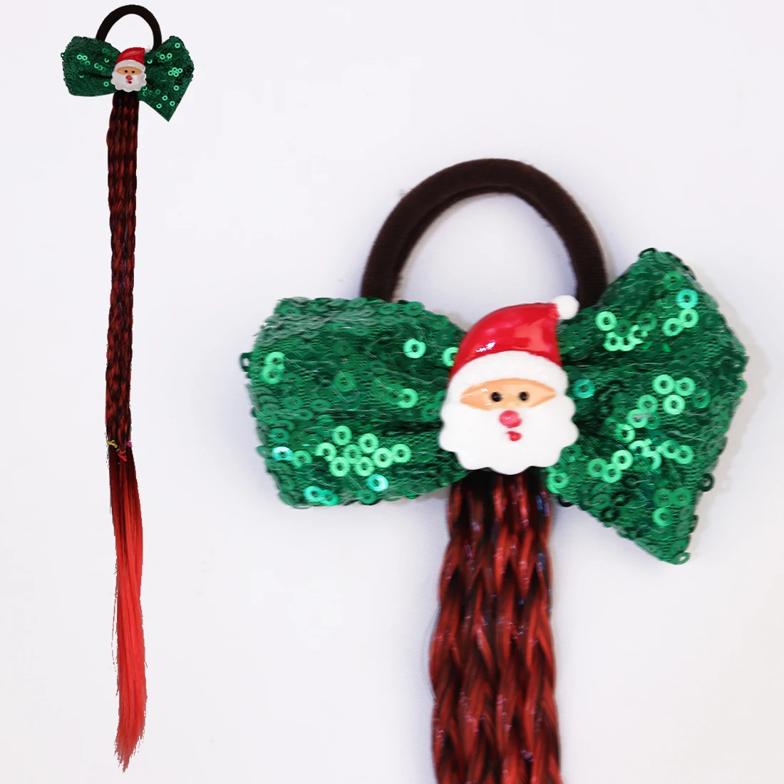 Christmas-2 1 предмет, детская парик; резинка для волос, обтянутая тканью; полос Единорог радужные бантики дизайн для девочек косы волосы галстук витой «милое дитя», милая резинка ремешок - Цвет: Christmas-2