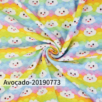

Huangtao Diy 50X140cm Printed Rainbow Clouds Cute Character Pattern Fashion Liverpool Bullet Fabric No MOQ Polyester Fabric