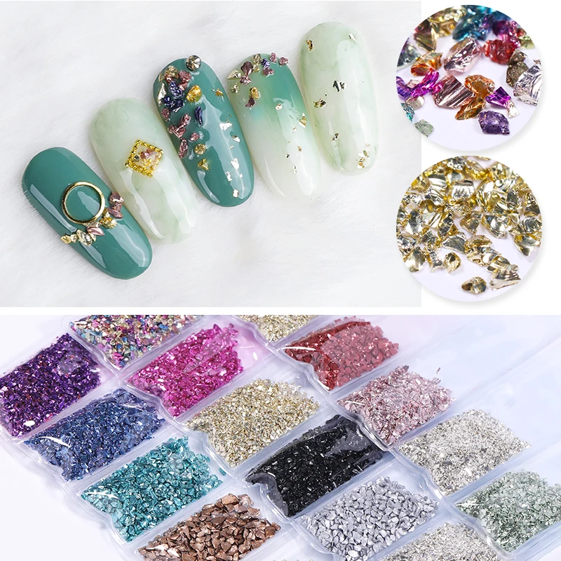 

1 Bag Shining Irregular 3D Nail Rhinestones Crushed Stones Metal Mixed Colors Nail Art Charms Accessories Jewelry DIY Design