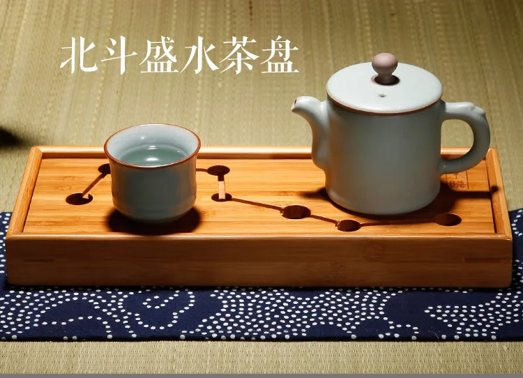 Manufacturers Wholesale Seven meng zong Bamboo Mini Small Tea Tray Set Solid Wood Drawer-type Japanese Style Tea Pitcher Tray