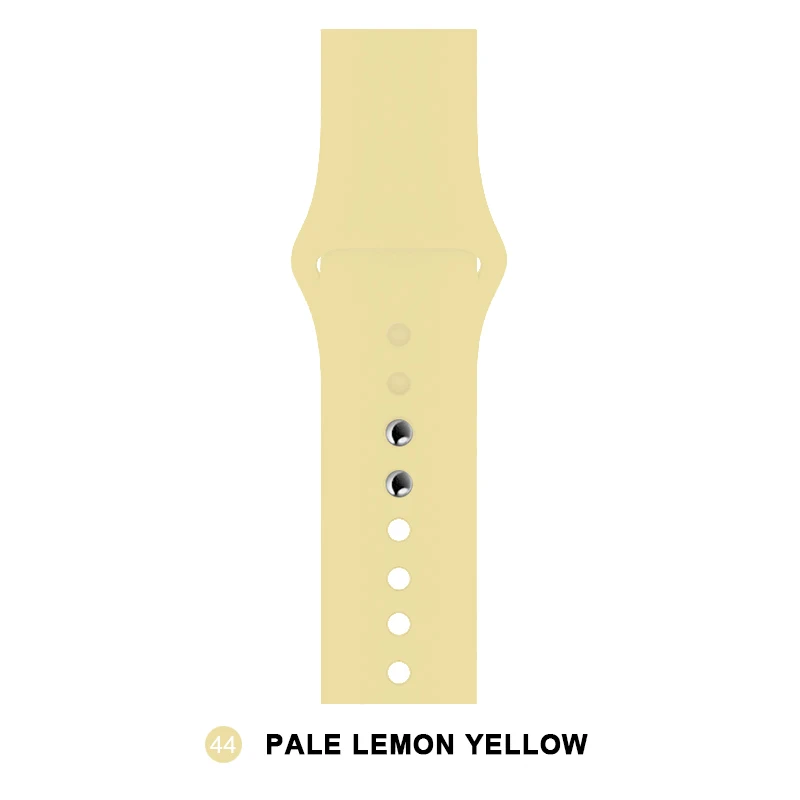Мягкий силиконовый сменный спортивный ремешок для Apple Watch версии 4, 3, 2, 1, 42 мм, 38 мм, браслет на запястье, ремешок для iWatch 4, 40 мм, 44 мм, спортивный - Цвет ремешка: pale lemon yellow