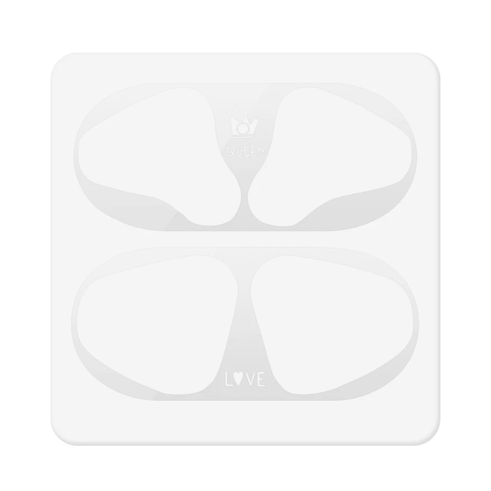 Металлическая Пыль Защита для Apple AirPods Funda чехол аксессуары защита наклейка защита кожи для AirPods 1 2 милый шаблон стикер - Цвет: B2Silver