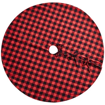 

48-Inch Christmas Tree Skirt Red and Black Plaid Christmas Tree Skirt for Christmas Decorations Indoor and Outdoor, Christmas Pa