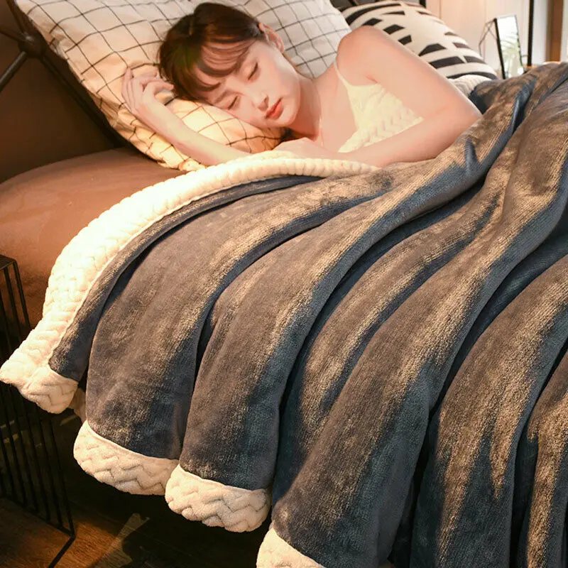

Blankets Warm Thickened Flannel Reversible Soft Queen King Full Twin Size Single Double Bed Throw Cozy Bed Cover