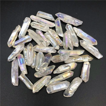 

50g White Titanium Aura Lemurian Seed Quartz Crystal Stones Point Specimen Decoration Stones and Minerals