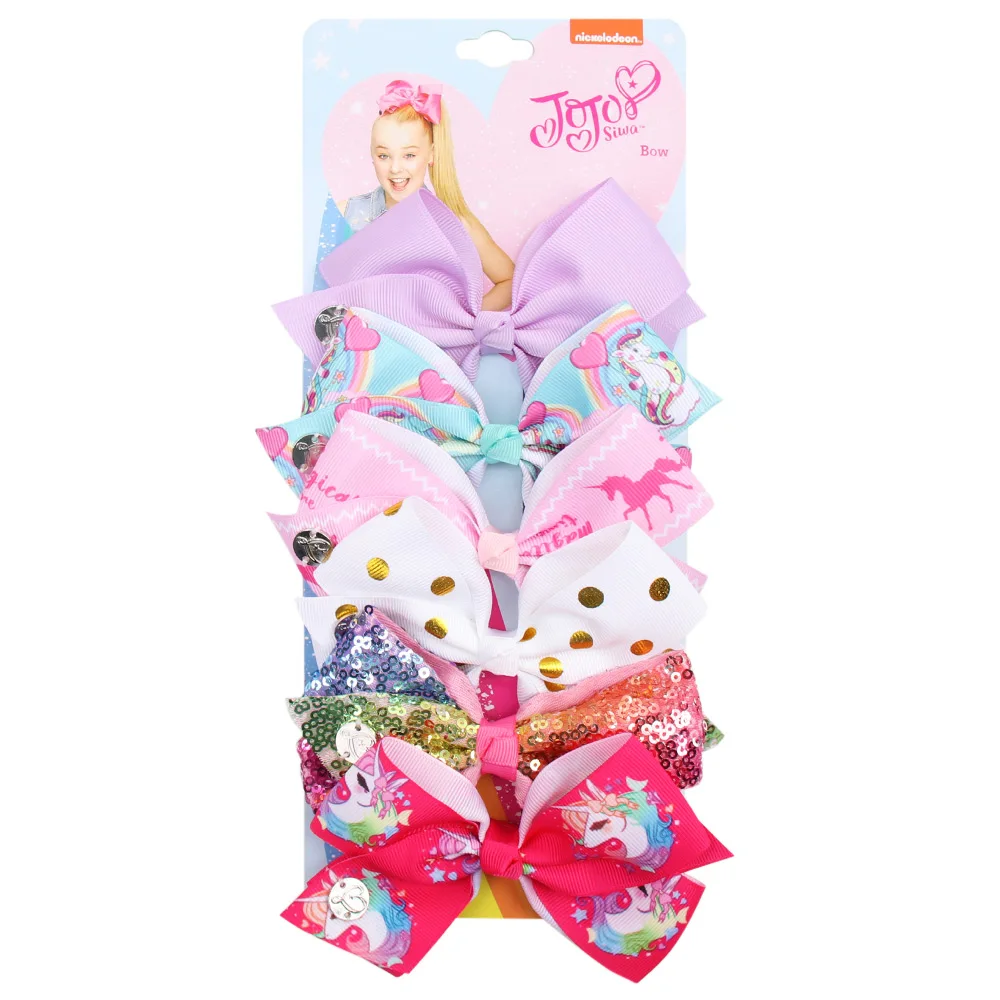 6 шт./компл. банты для волос с принтом единорога JOJO Siwa девочек Ленточные заколки
