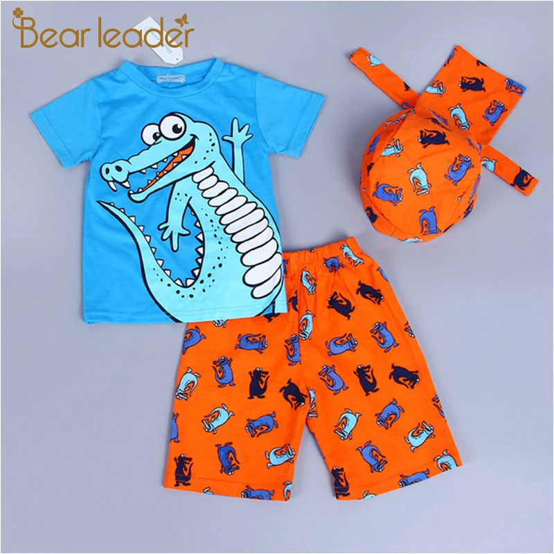 Bear Leader/Коллекция года, одежда для мальчиков летний повседневный комплект одежды для маленьких мальчиков, футболка с принтом в виде листьев+ штаны, 2 предмета, одежда для детей