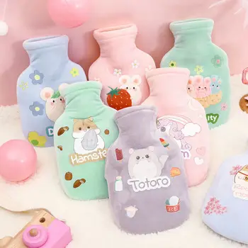 

350ml Mini Cartoon Cute Hot Water Bottle Winter Hand Heat Warm Fleece Bag Plush Cover Warm Plush Soft Luxury Rubber