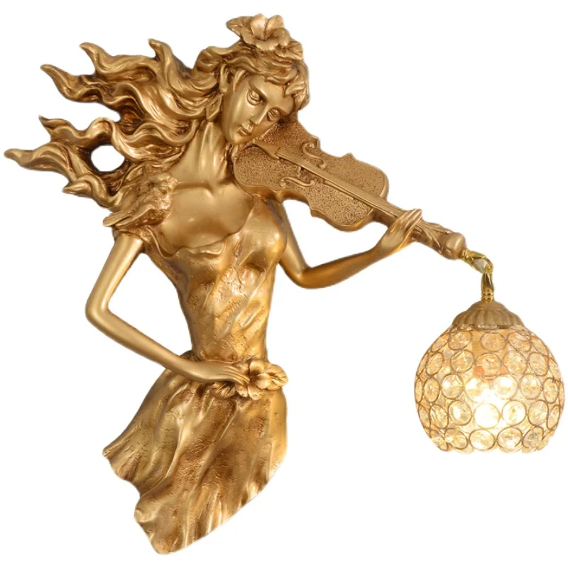 

European Crystal Gold Wall Lamp Bedroom Bedside Hotel Study Room Corridor Foyer Hall LED Wall Sconce Indoor Lighting Wall Light