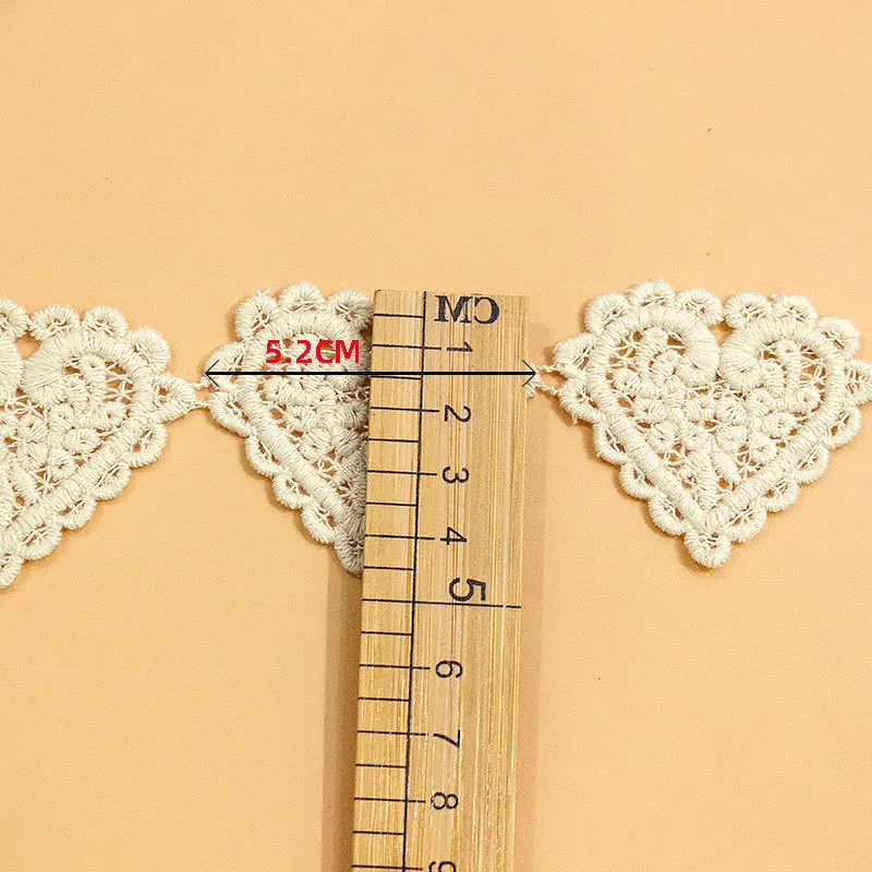 cotton fabric lace trim 3Yards/lot Hollow Beige Heart Love Cotton Lace Trim Ribbons Fabric DIY Sewing Handmade Craft Materials Garment Clothes Accessori